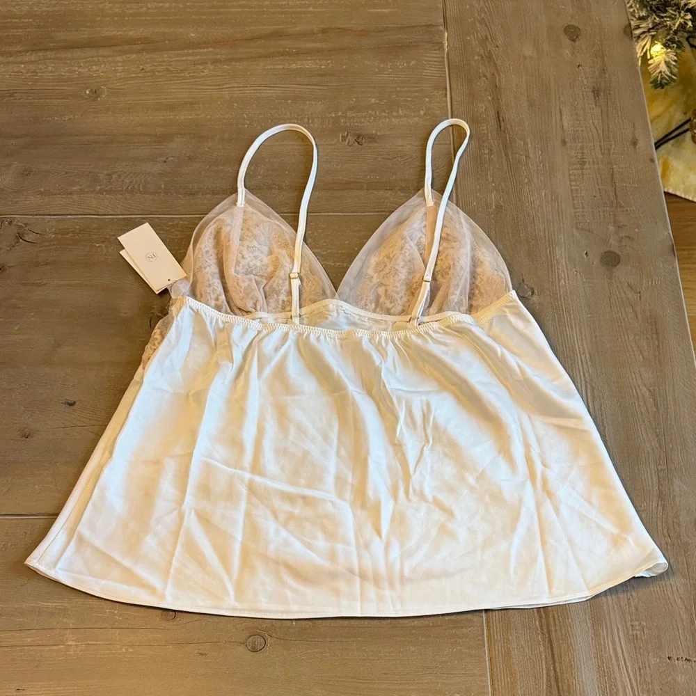 Flora Nikrooz Rosa Cami Short Set - Ivory - Floral Lace Trim - Large - NWT - Picture 6 of 14